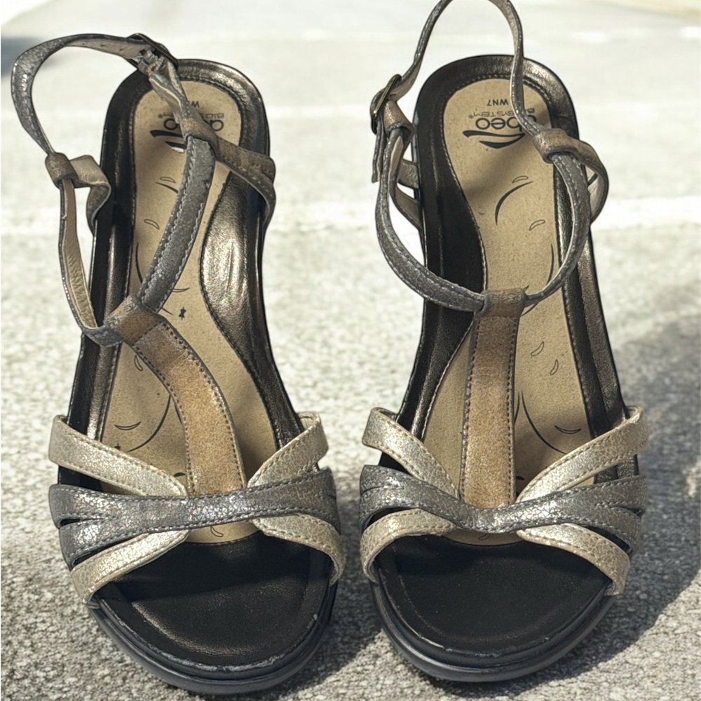 Abeo Women's distressed silver, pewter and bronze Strappy Sandals